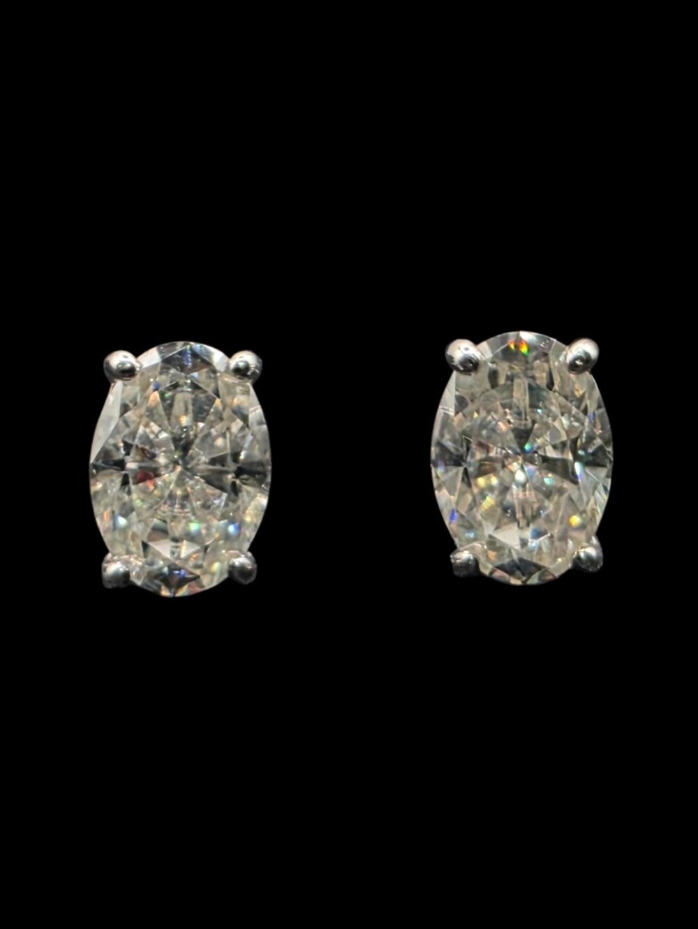 2.00 CTW Oval Moissanite Stud Earrings 925 Sterling Silver